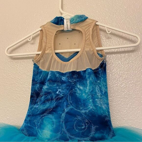 Costume Gallery Dance ballet tutu teal aqua blue velvet rhinestone mesh -MC - Picture 6 of 11